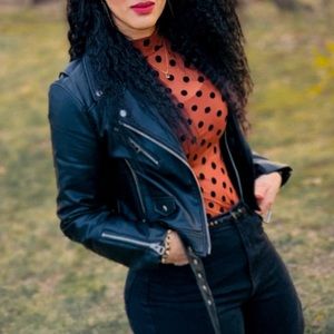 ZARA- FAUX LEATHER BIKER JACKET- Size XL